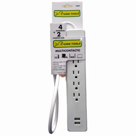 BARRA MULTICONTACTO 4 ENTRADAS 2 USB